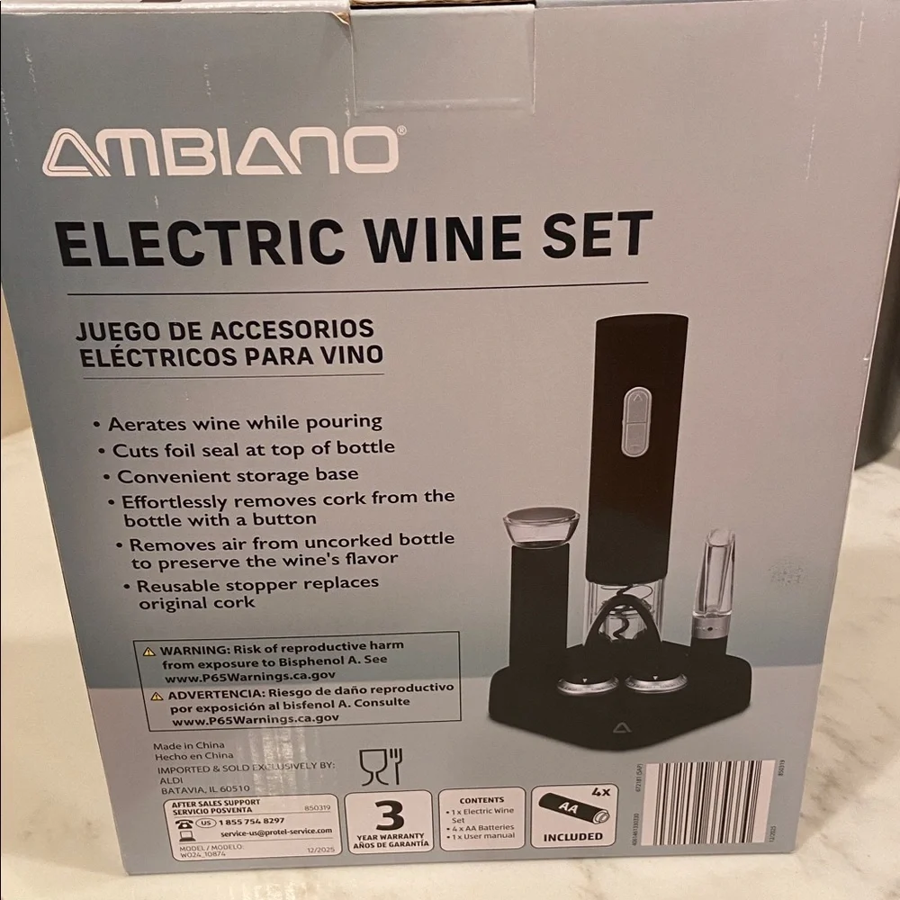Ambiano Electric Wine Set - Black new